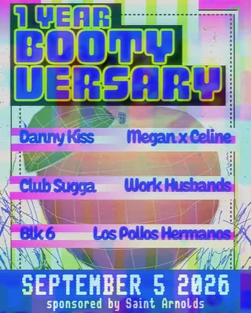 Flyer for Bootyversary at Booty Factory, Saturday, September 5, 2026